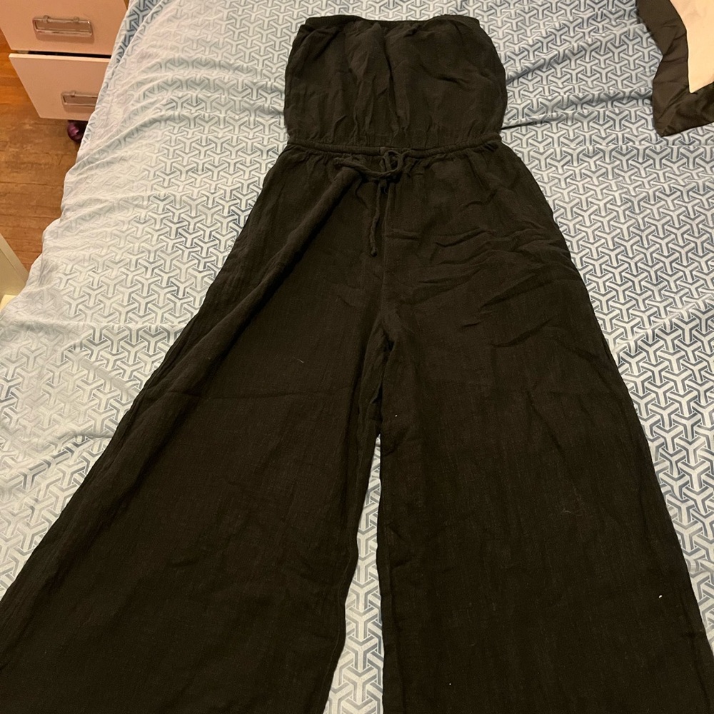 Aerie Black Strapless Jumpsuit